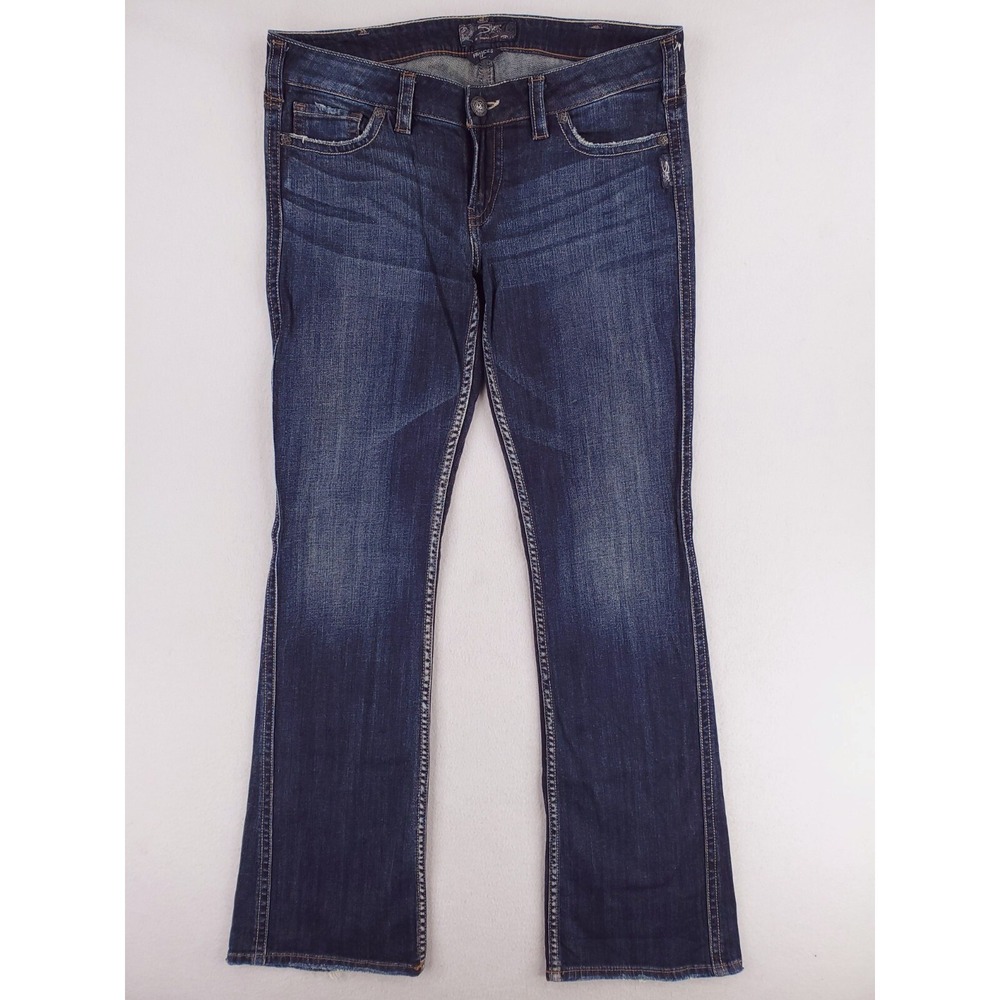 Silver Jeans Womens 32 Frances 18" Slim Bootcut Distressed Low Rise Stretch Y2K